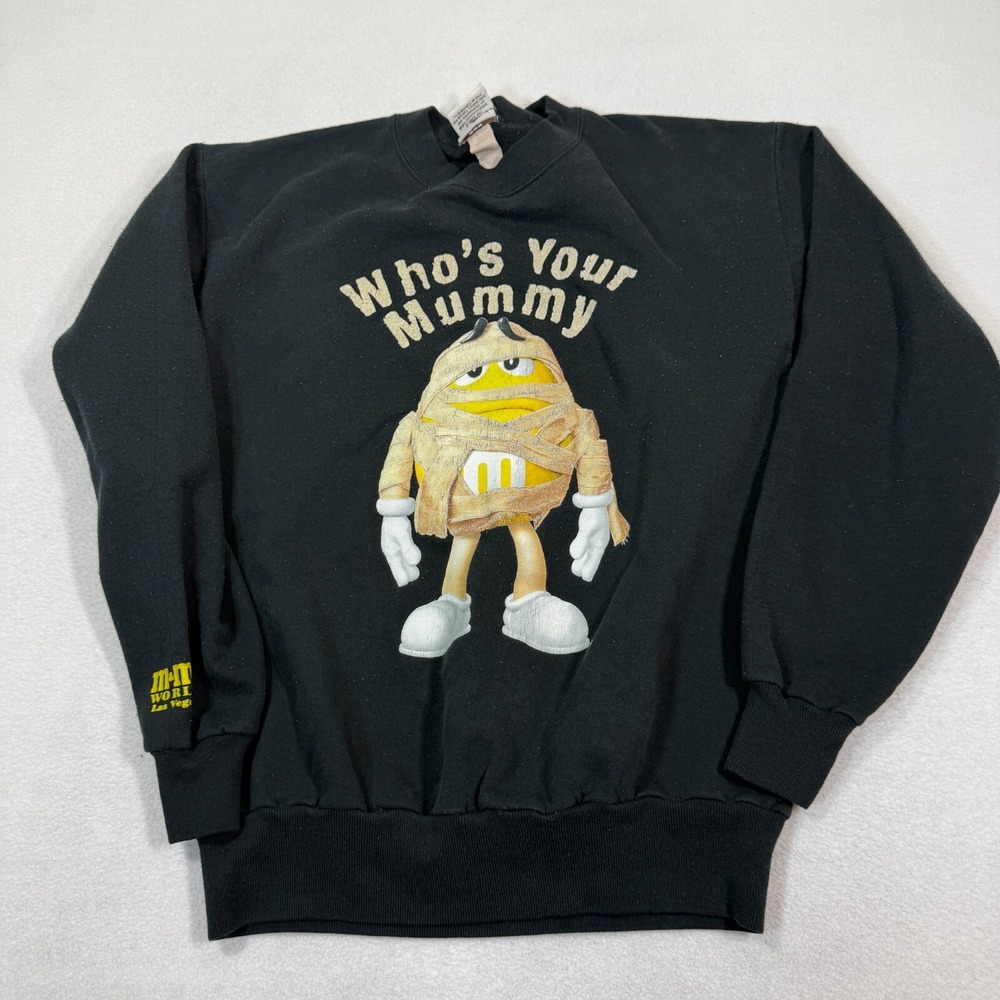 M&M's Sweatshirt Men's Large Black Who's Your Mummy Graphic‎ Novelty Halloween